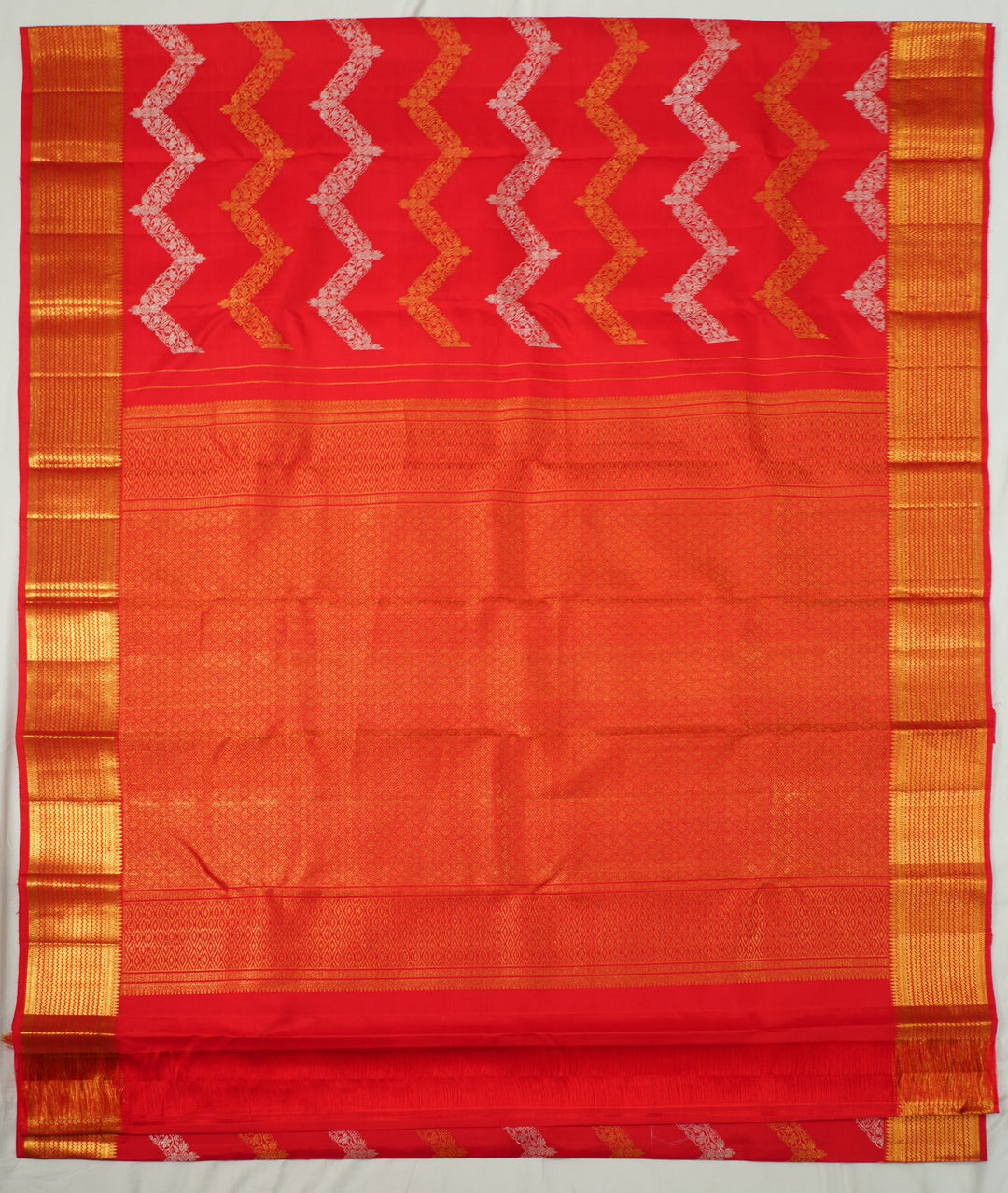Neerus Red Pattu Silk Woven Kanchi Saree - detail view 1