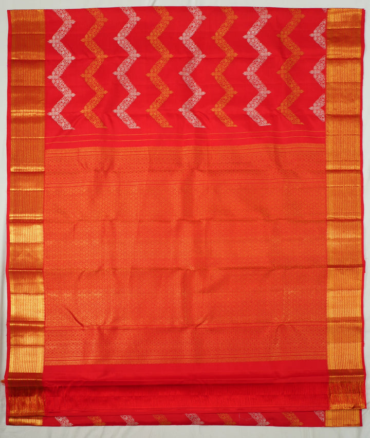 Neerus Red Pattu Silk Woven Kanchi Saree - detail view 1