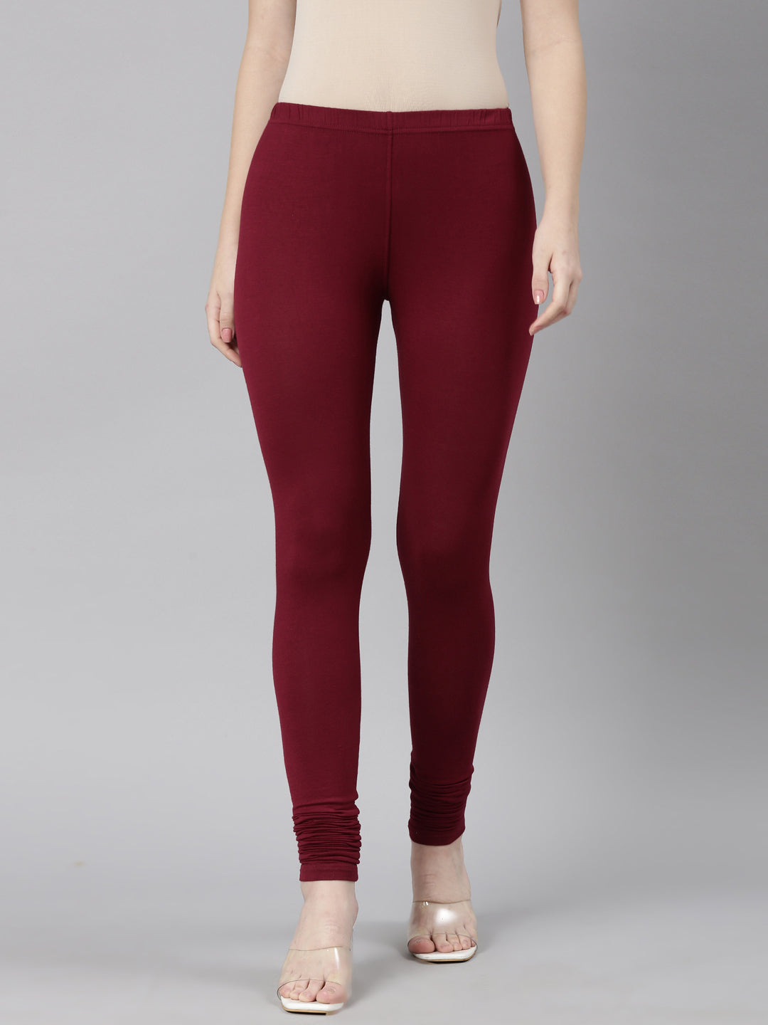 Neerus Maroon lycra legging - front view
