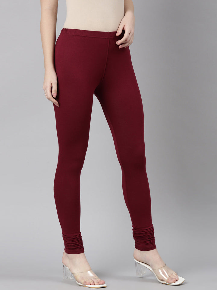 Neerus Maroon lycra legging - side view