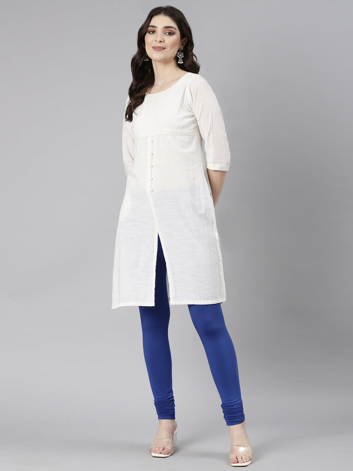 Neerus Blue cotton solid leggings - detail view 2