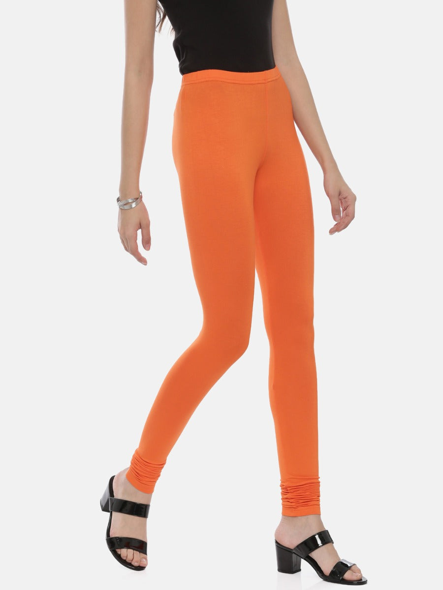 Neerus Orange cotton solid leggings - detail view 1