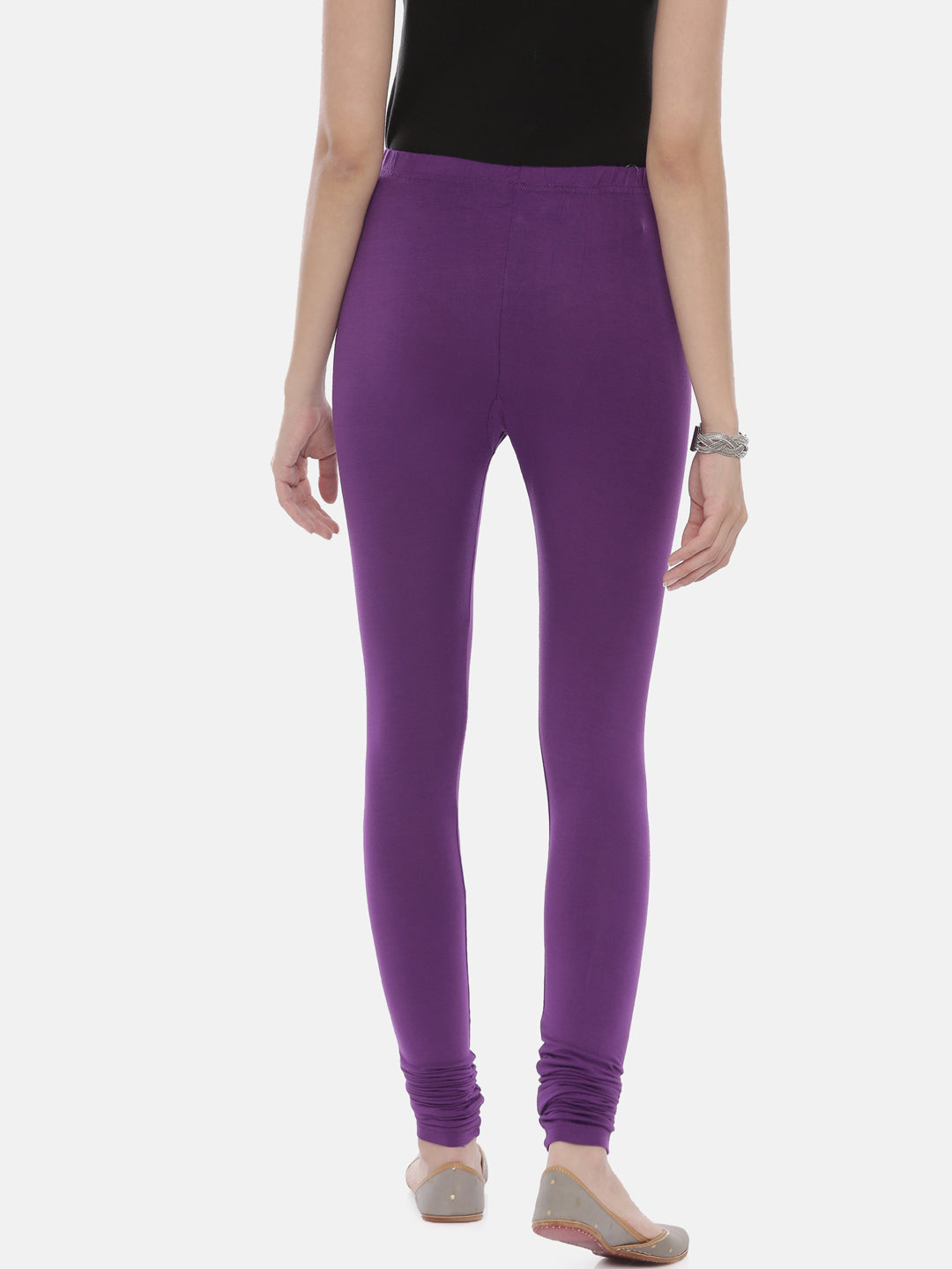 Neerus Purple lycra solid leggings - detail view 13