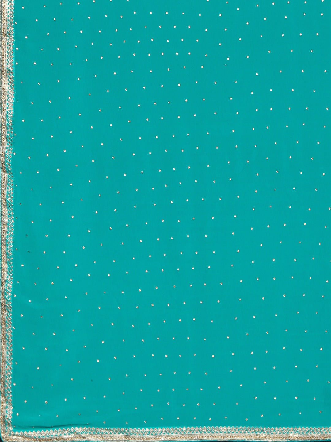 Neerus Blue embellished saree with blouse piece - detail view 1