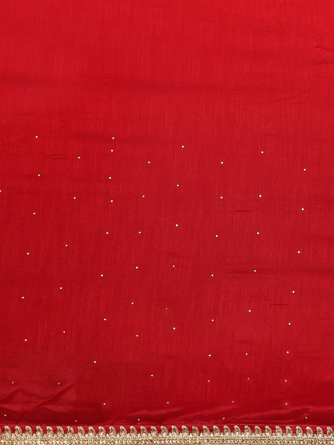 Neerus Red embellished saree with blouse piece - side view