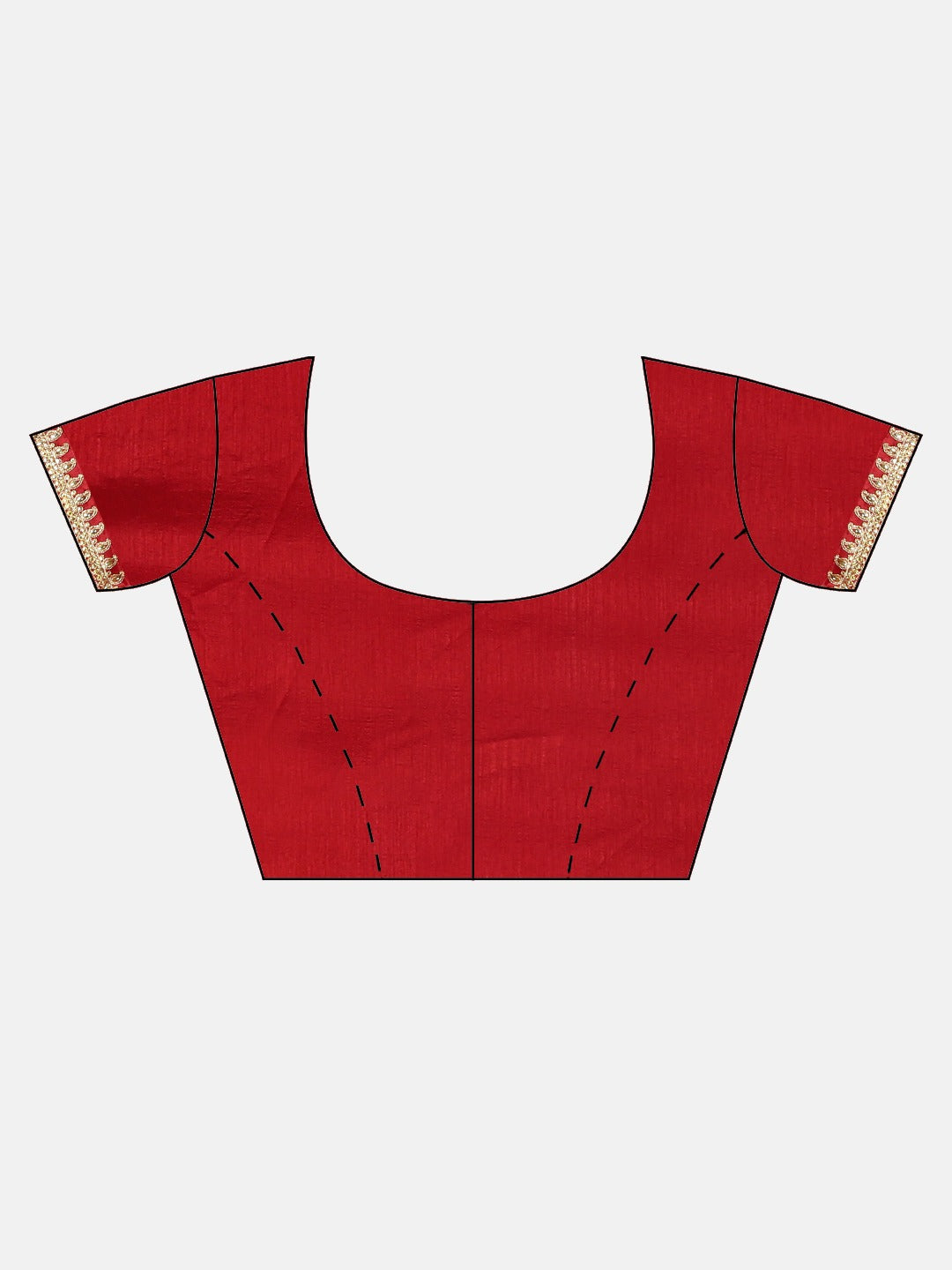 Neerus Red embellished saree with blouse piece - detail view 2
