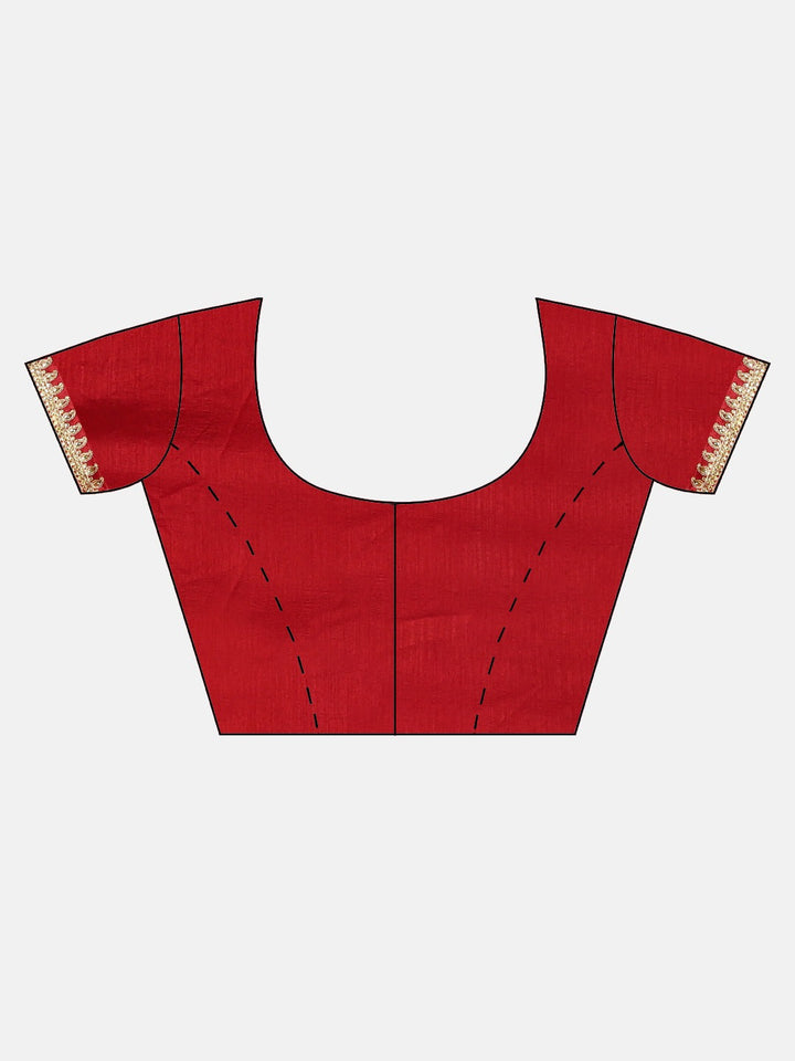 Neerus Red embellished saree with blouse piece - detail view 2