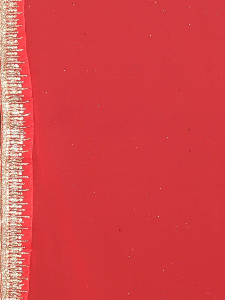 Neerus Pink georgette embellished saree with blouse - detail view 3