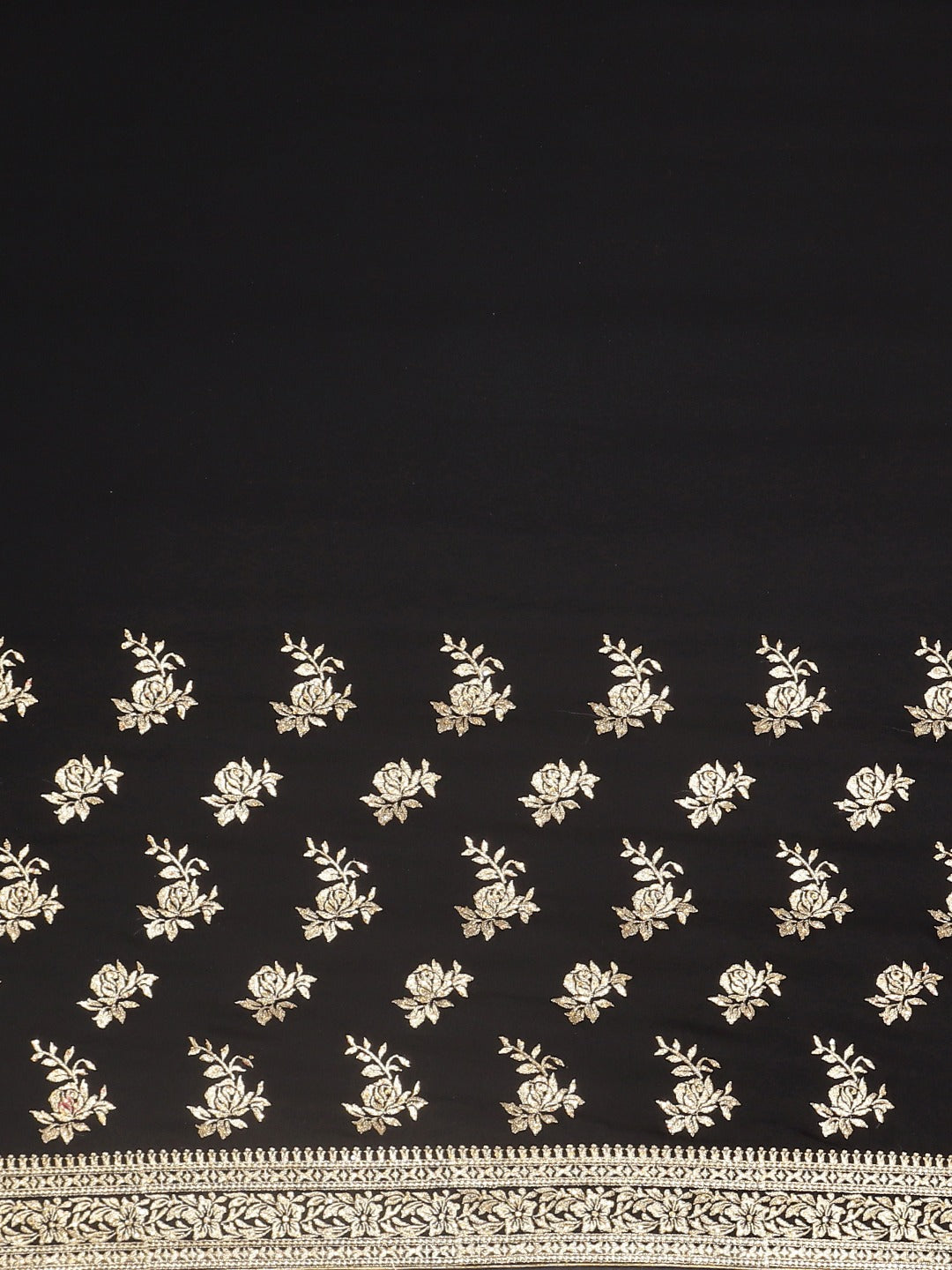 Neerus Black georgette printed saree - side view