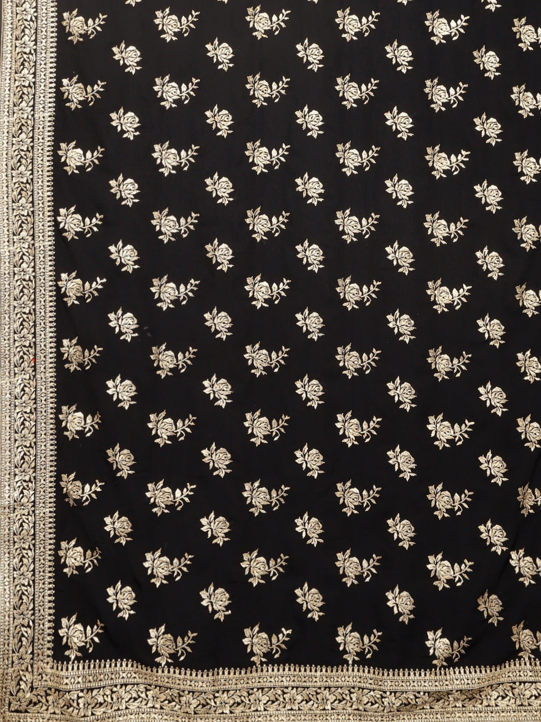 Neerus Black georgette printed saree - detail view 1