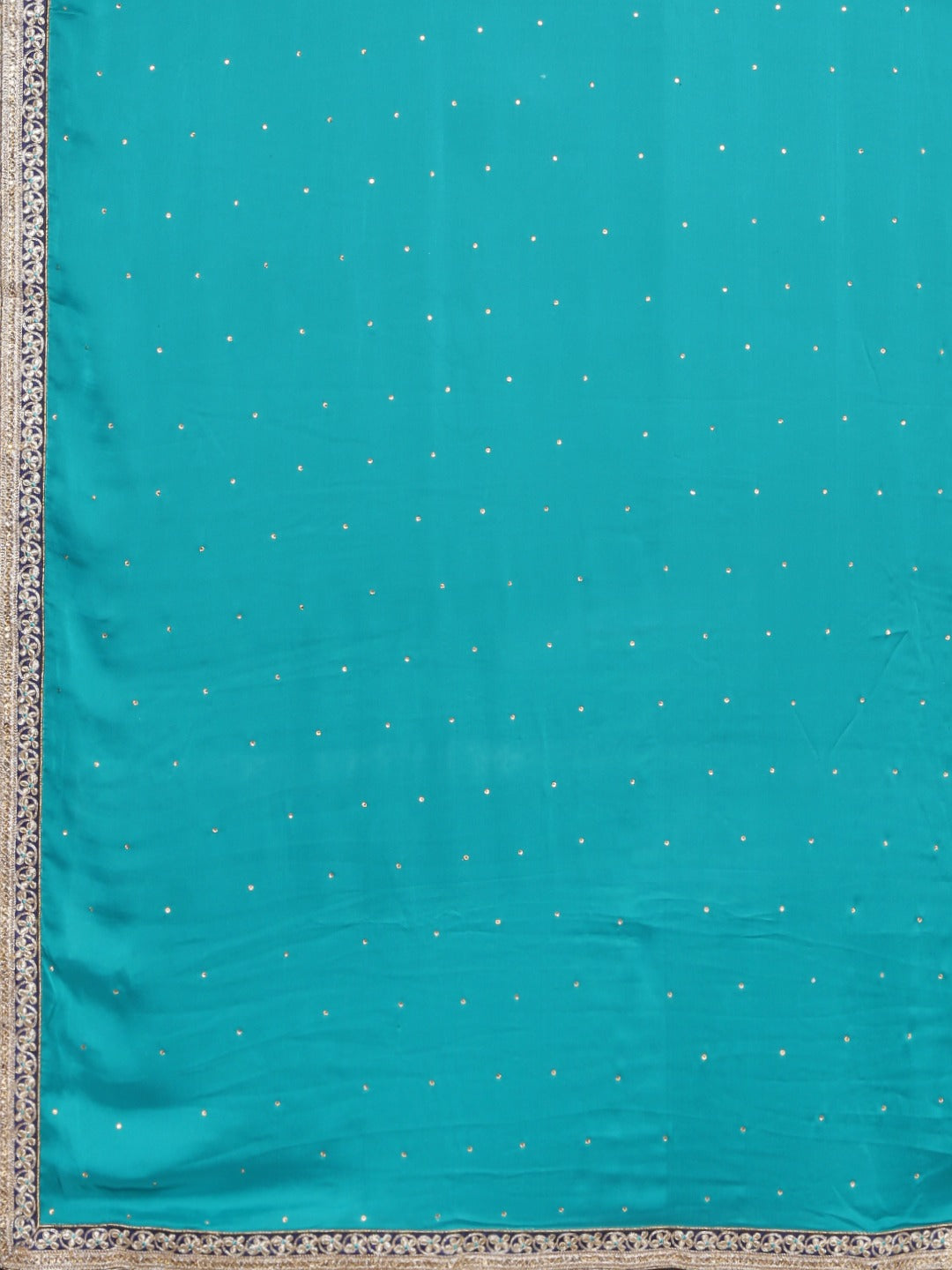 Neerus Blue embellished saree with blouse piece - detail view 1