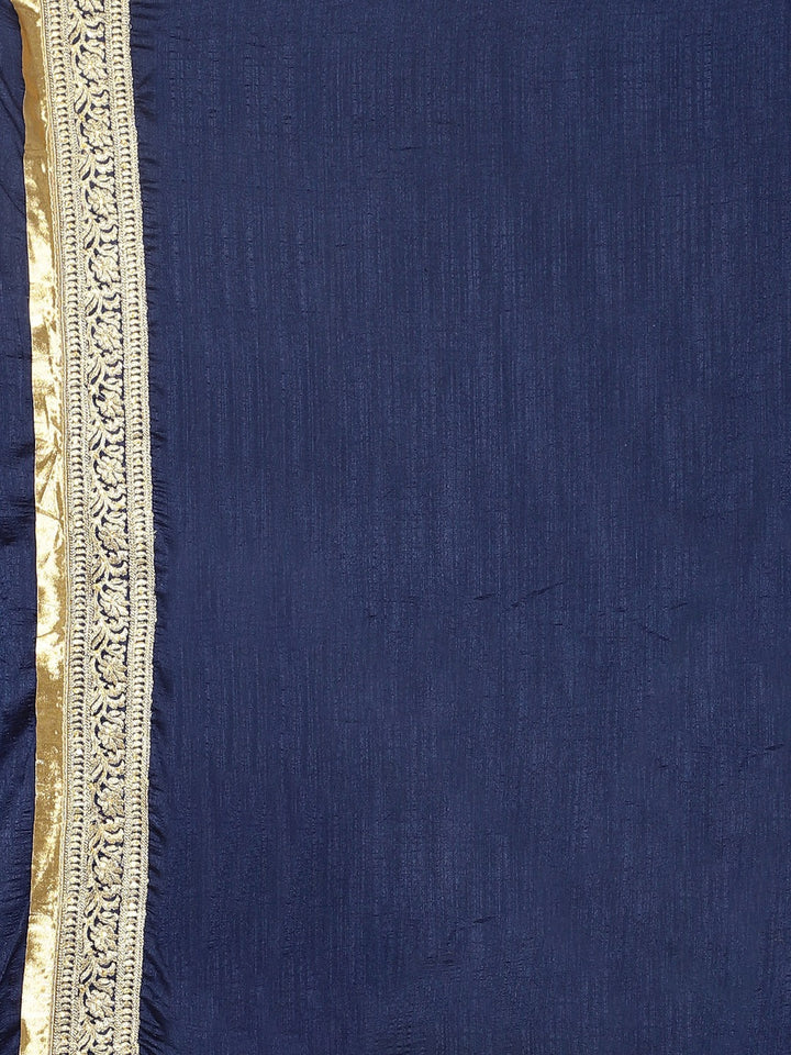Neerus Blue silk woven saree - detail view 3