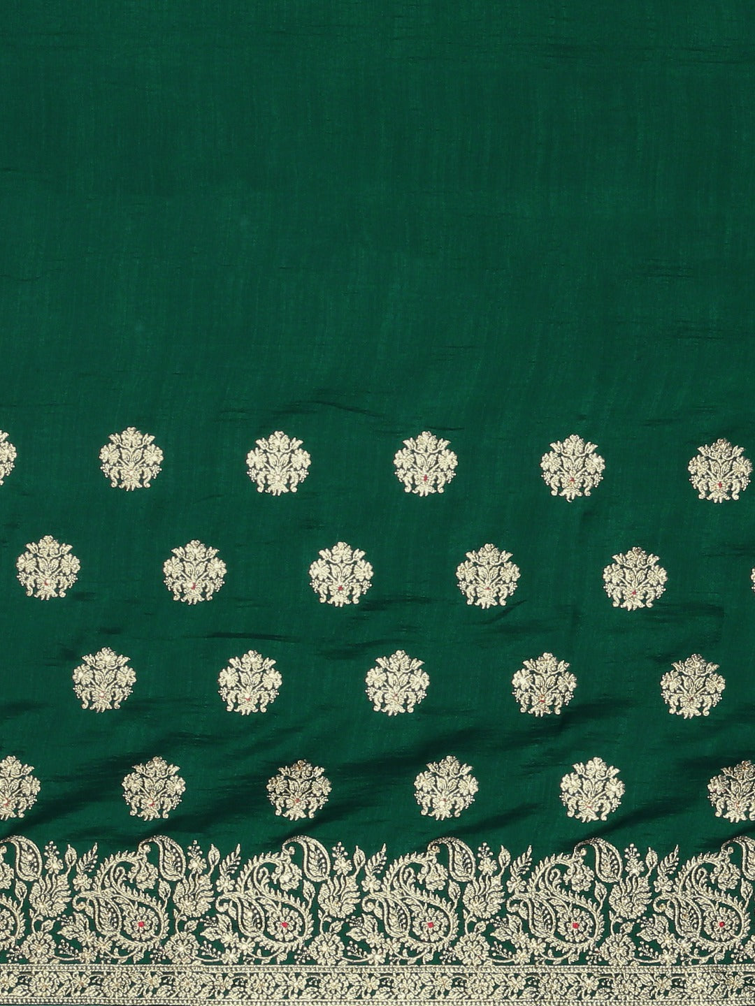 Neerus Green Georgette textured Saree with Blouse - side view