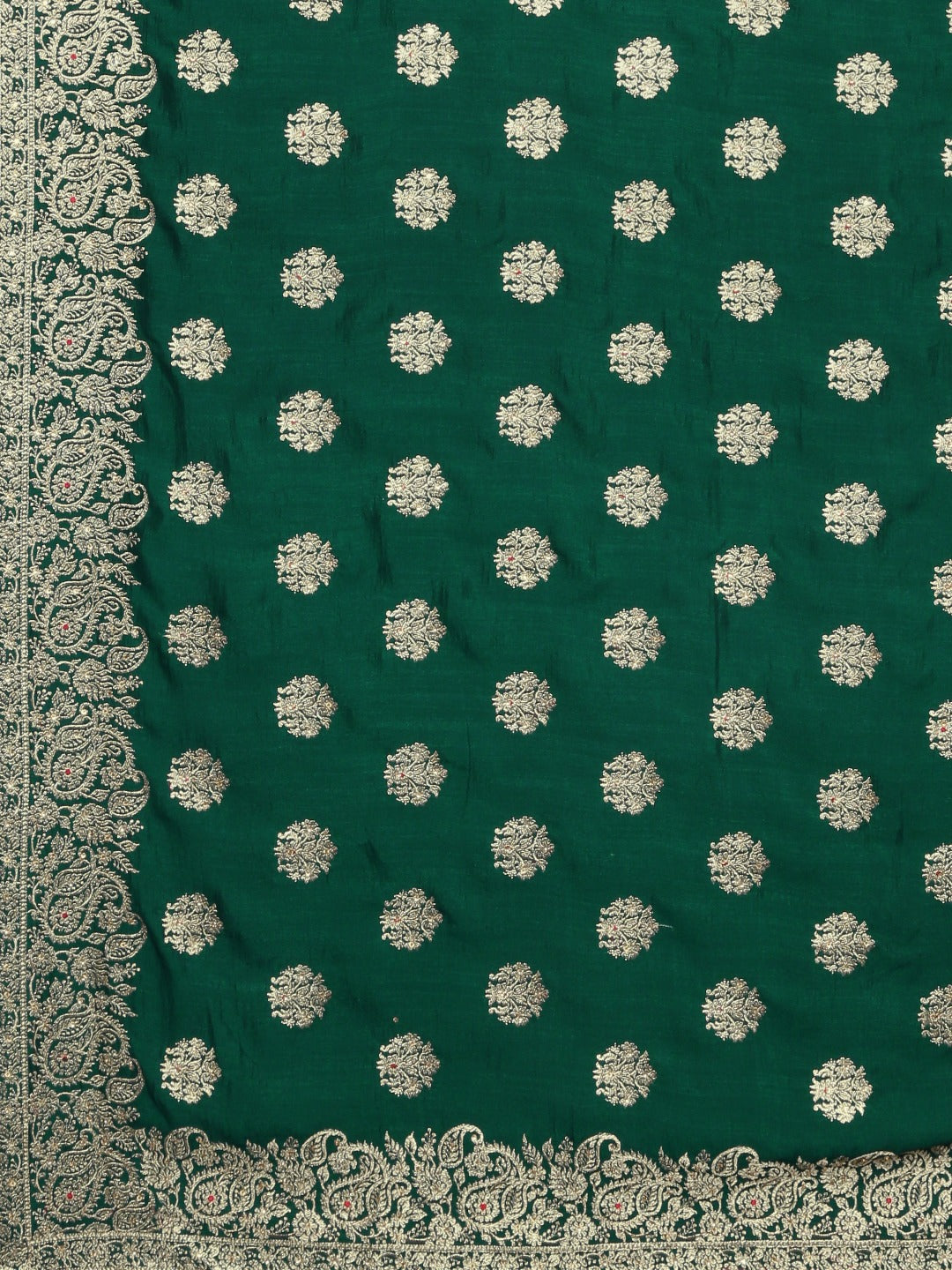 Neerus Green Georgette textured Saree with Blouse - detail view 1