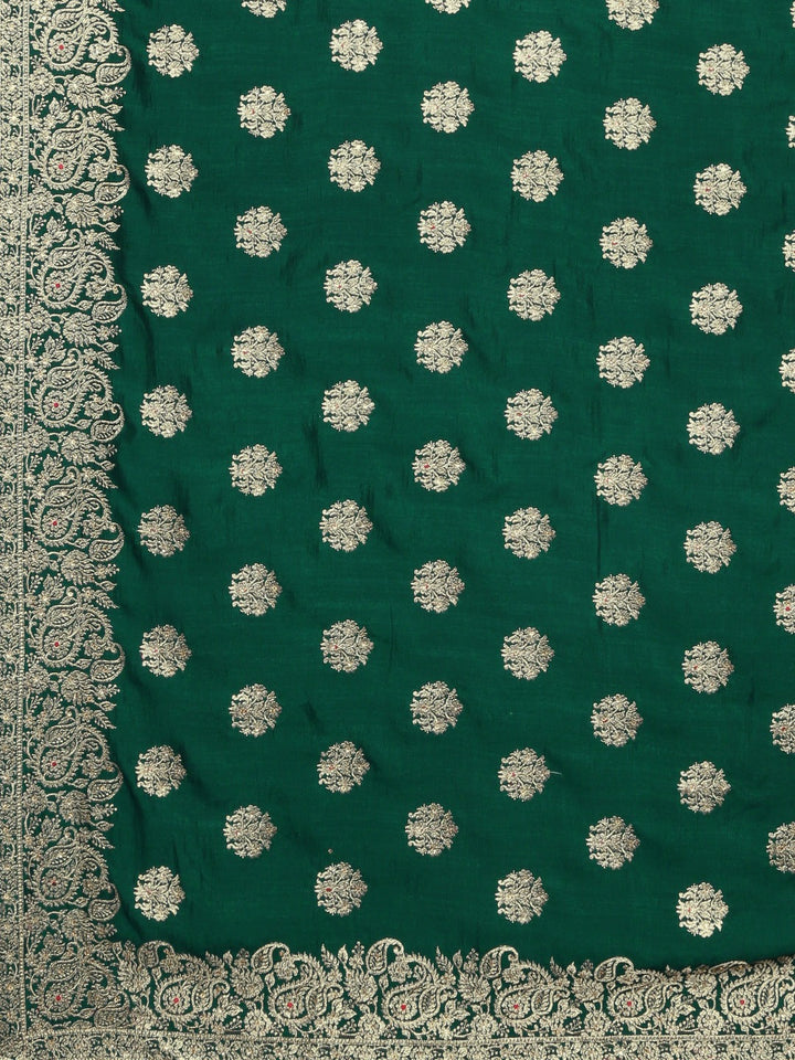 Neerus Green Georgette textured Saree with Blouse - detail view 1