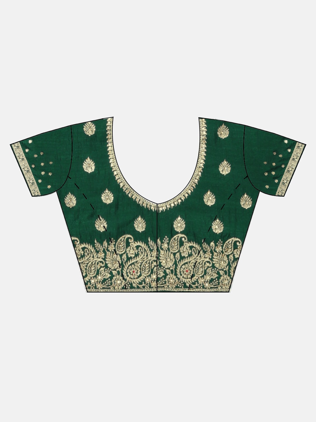 Neerus Green Georgette textured Saree with Blouse - detail view 2