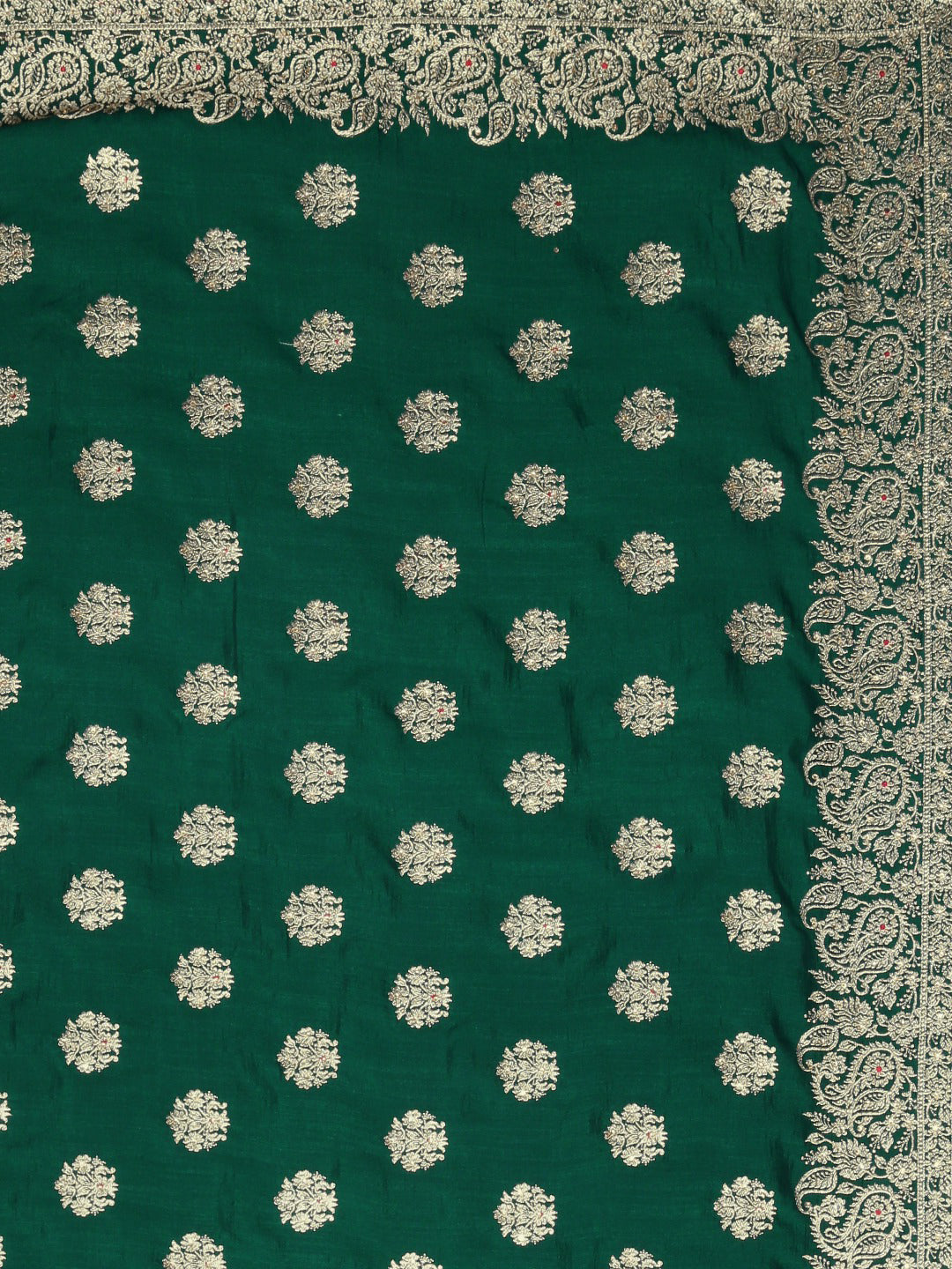 Neerus Green Georgette textured Saree with Blouse - detail view 3