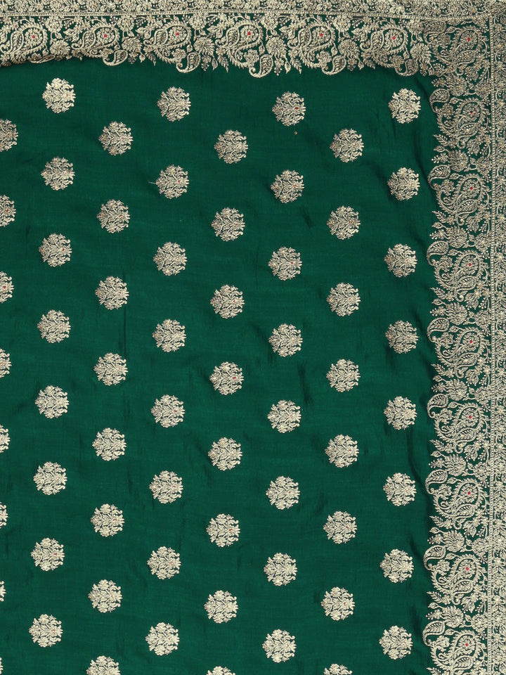 Neerus Green Georgette textured Saree with Blouse - detail view 3
