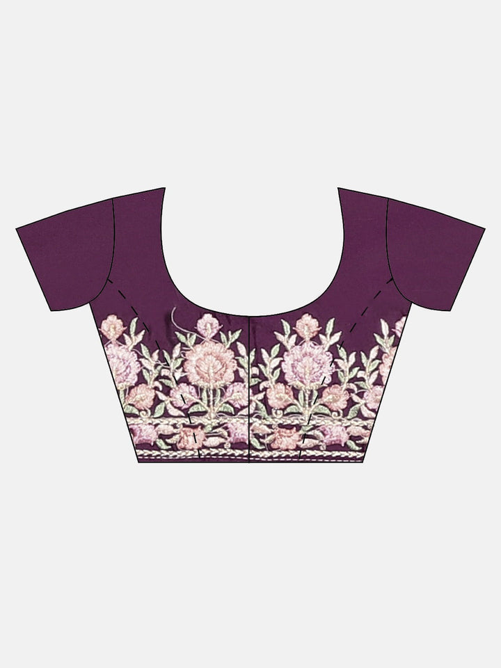 Neerus Pink embroidered saree with blouse piece - detail view 2