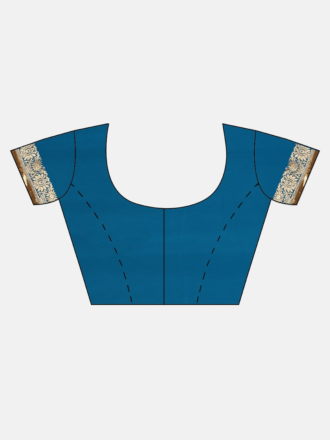 Neerus Blue embroidered saree with blouse piece - detail view 2