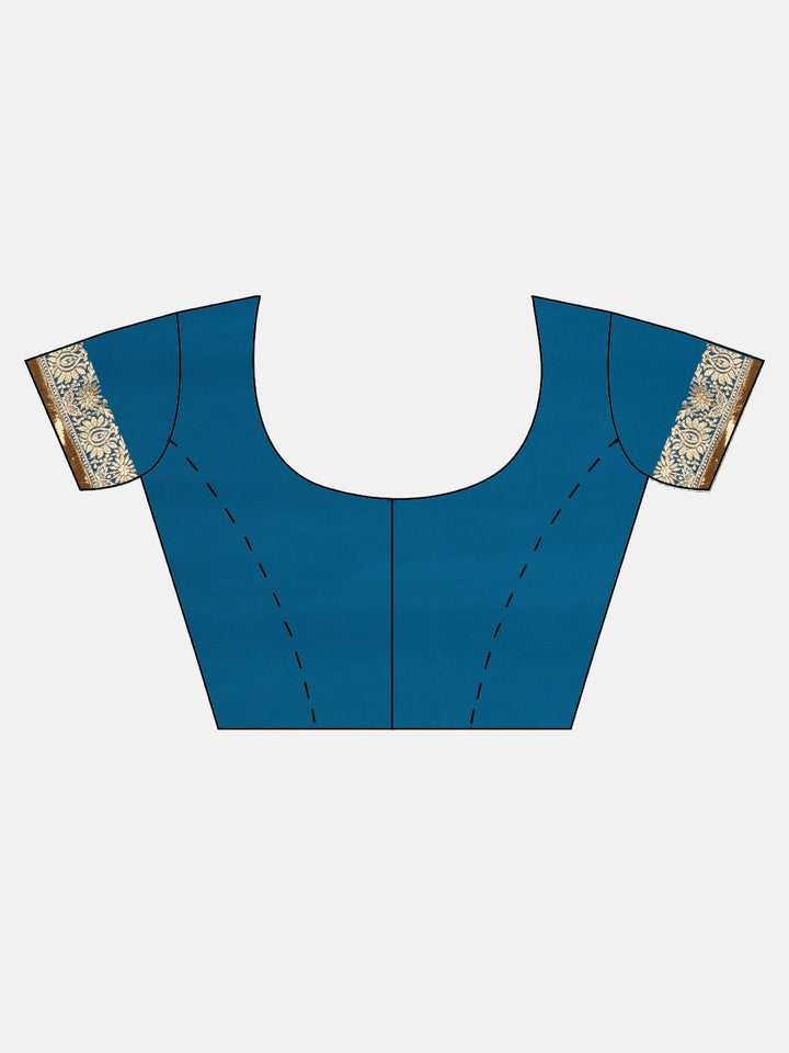 Neerus Blue embroidered saree with blouse piece - detail view 2