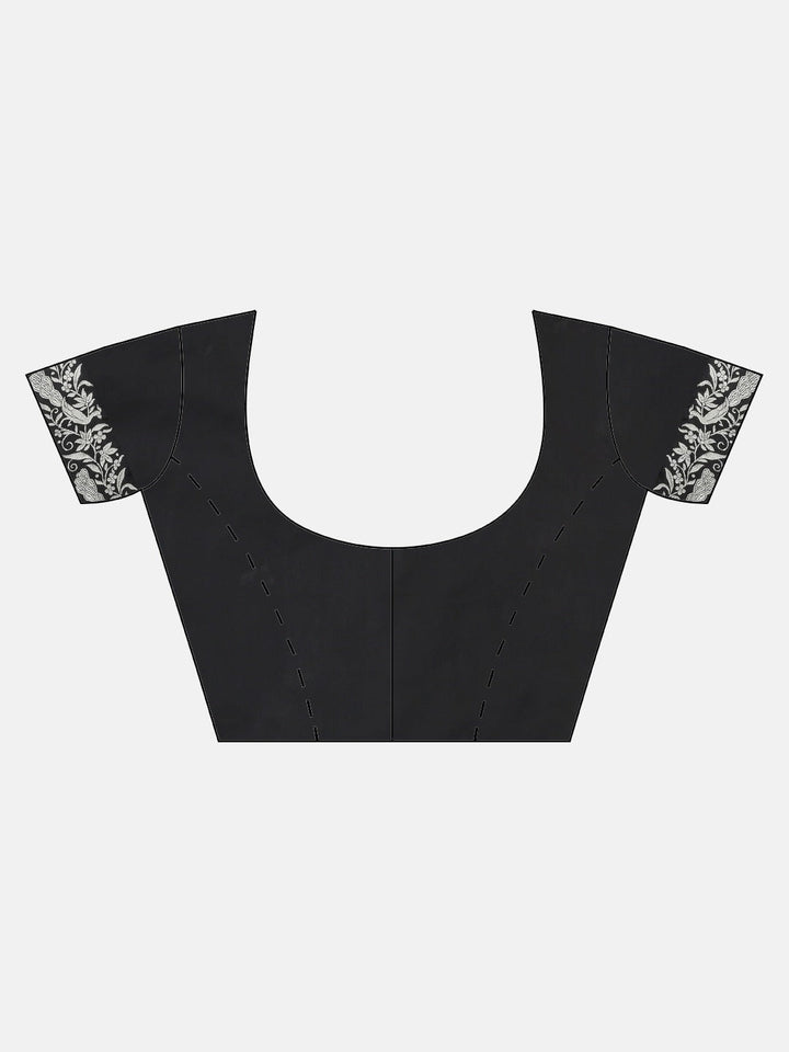Neerus Black silk woven saree - detail view 2
