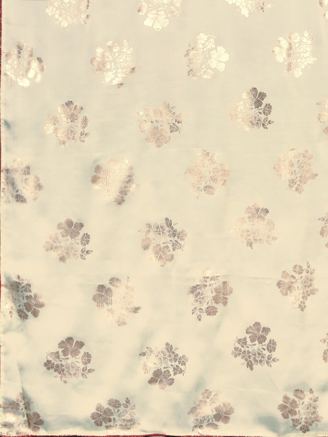 Neerus Beige crepe printed saree with blouse piece - detail view 1