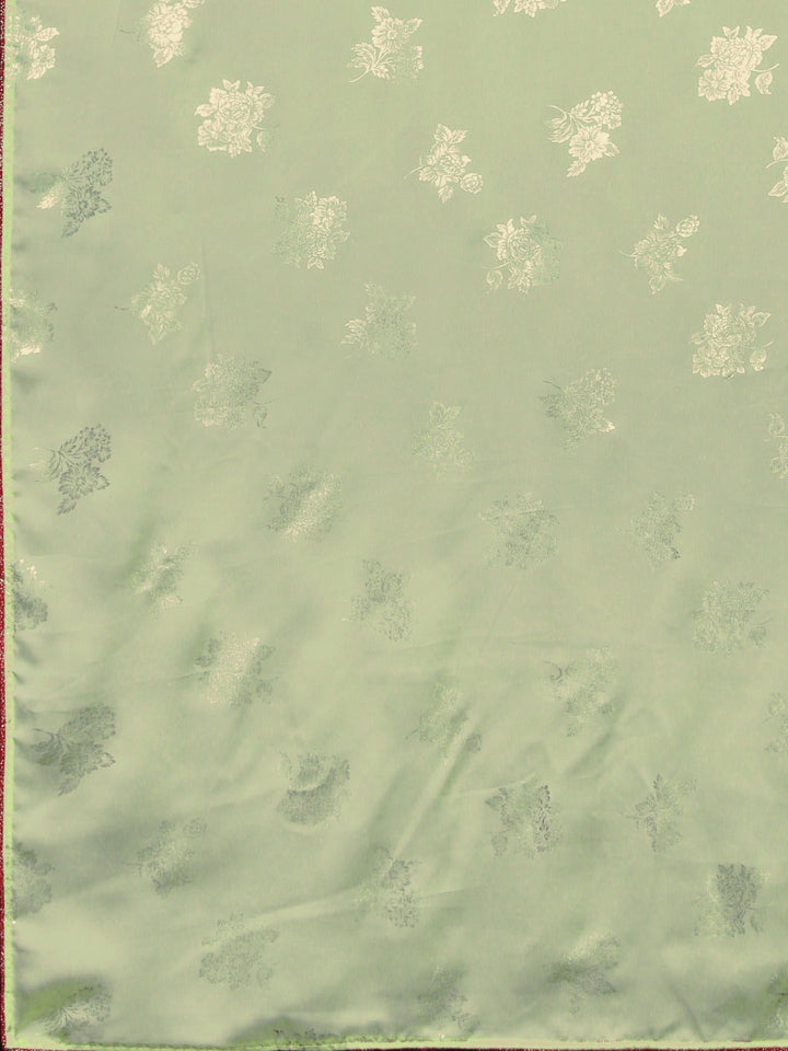 Neerus Green crepe printed saree with blouse piece - detail view 1