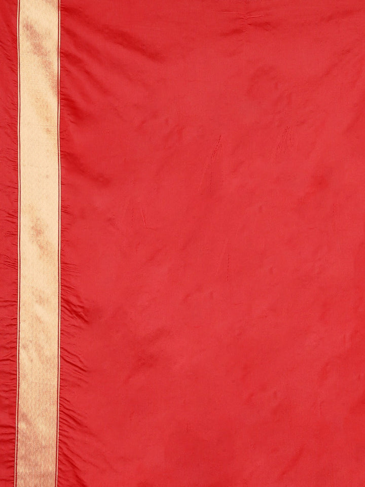 Neerus Red silk woven saree - detail view 3