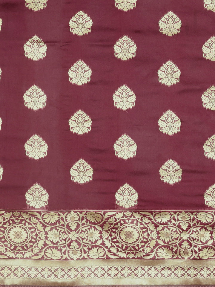 Neerus Pink silk woven saree - side view