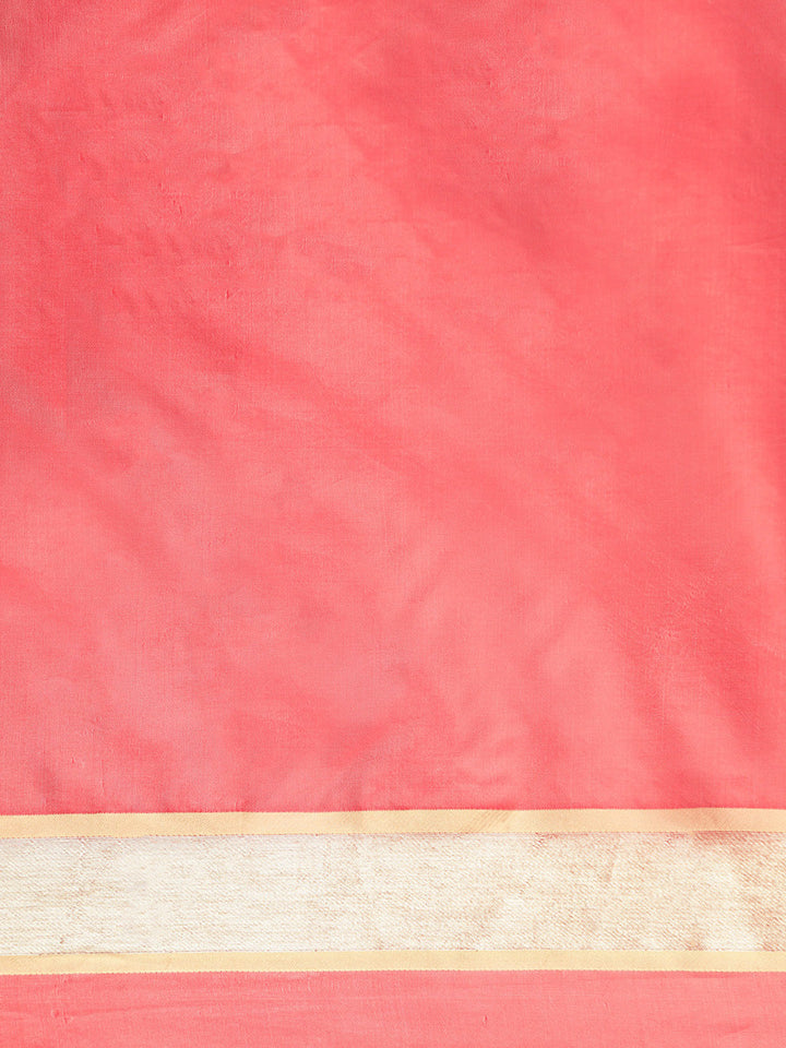Neerus Yellow silk woven saree - detail view 3
