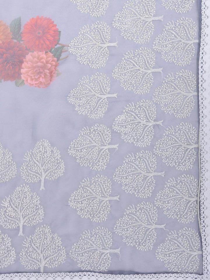 Neerus Grey Organza Saree - detail view 1