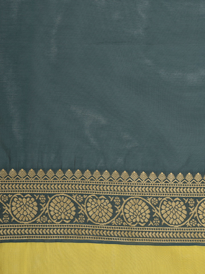 Neerus Green georgette woven saree - side view