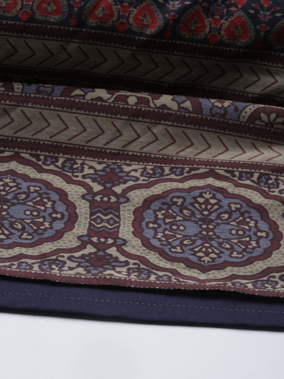 Neerus Blue silk printed straight kurti - detail view 5