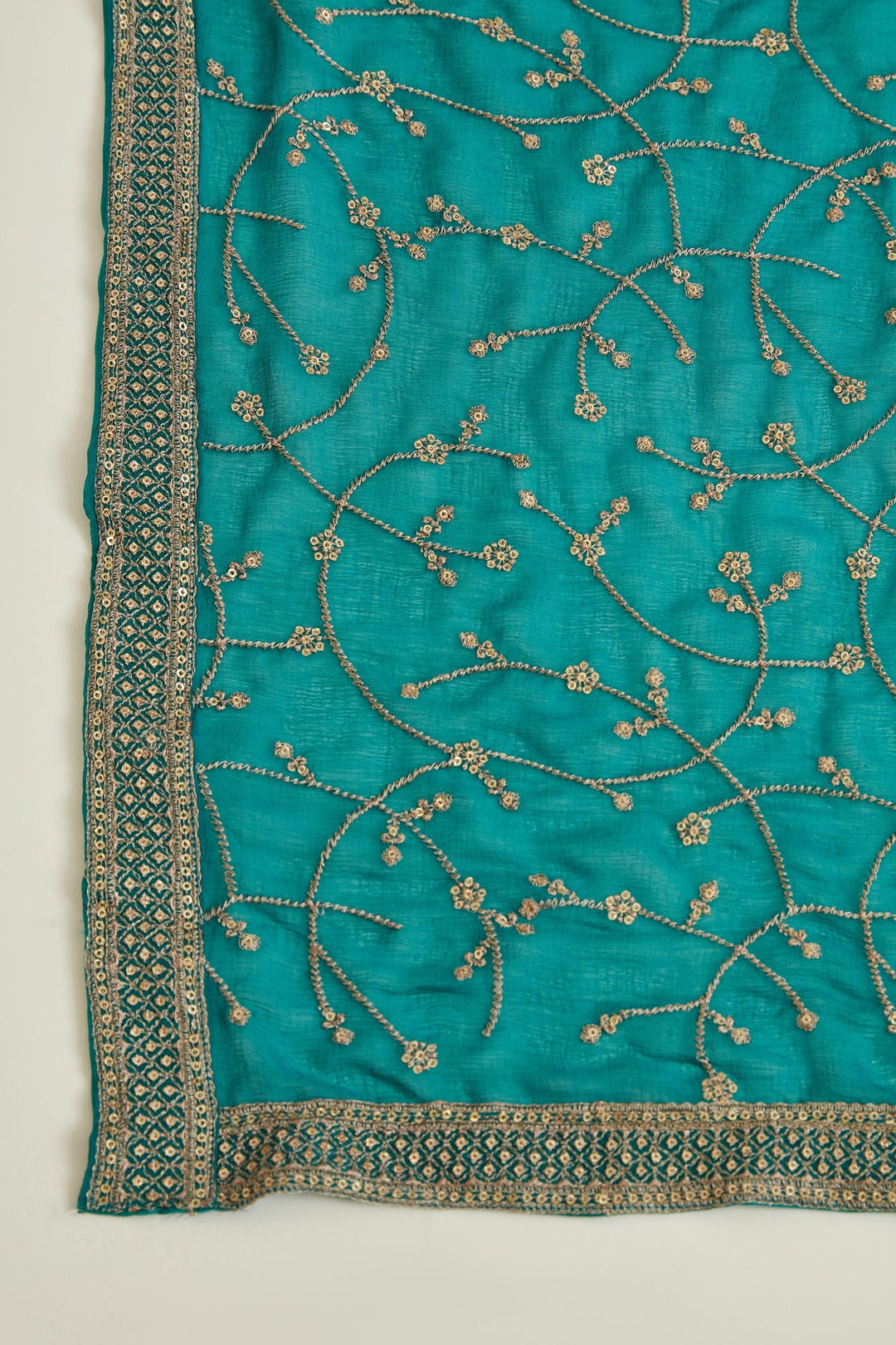 Neerus Green Chanderi Embroidered Kurta Set - detail view 4