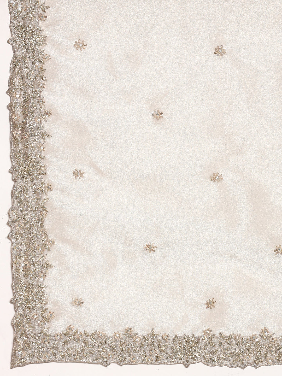 Neerus Grey tissue embroidered saree with zari work - detail view 2