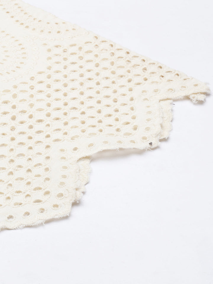 Neerus Cream solid flared palazzo - detail view 4