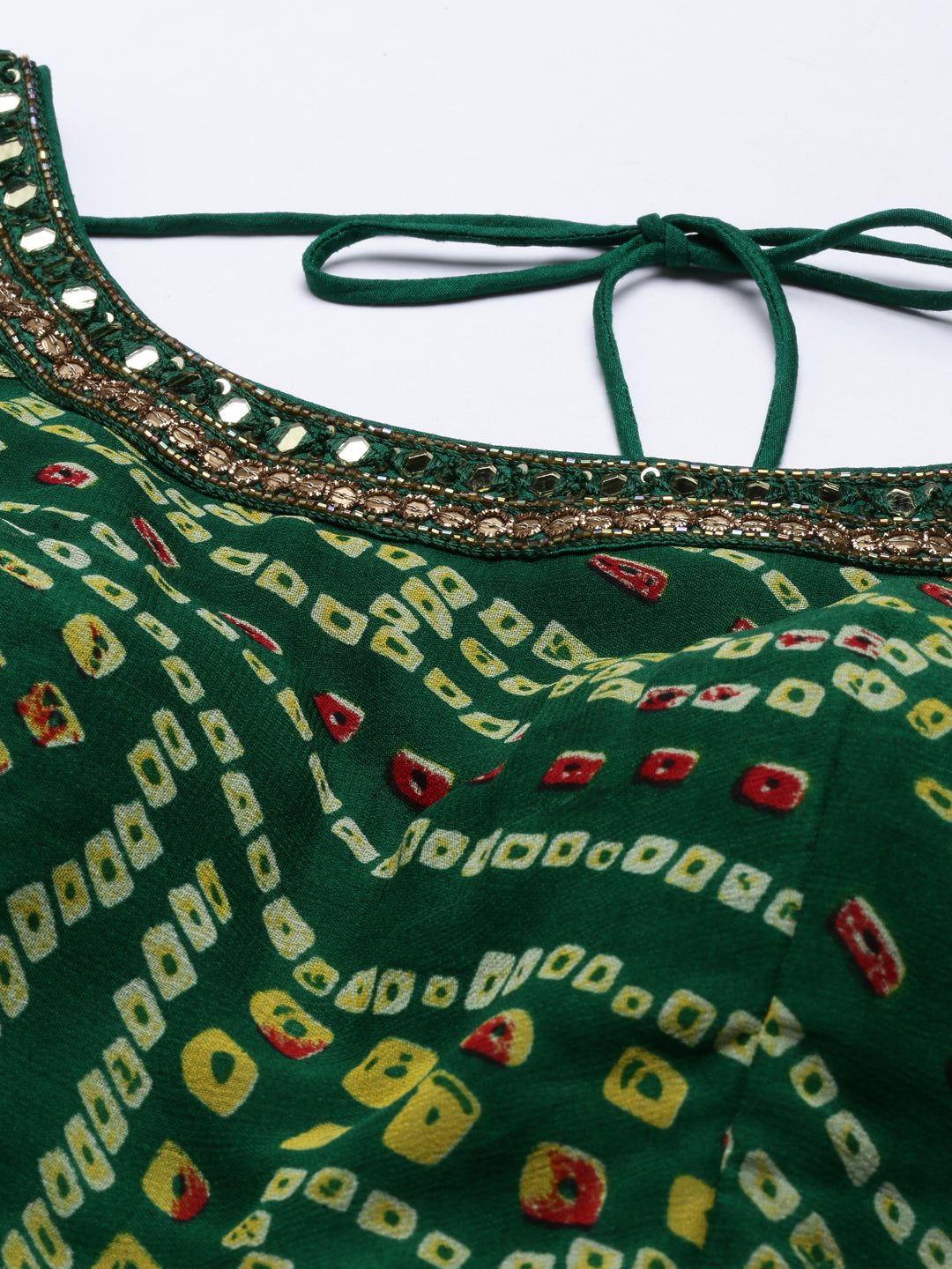 Neerus Green georgette printed palazzo set - back view