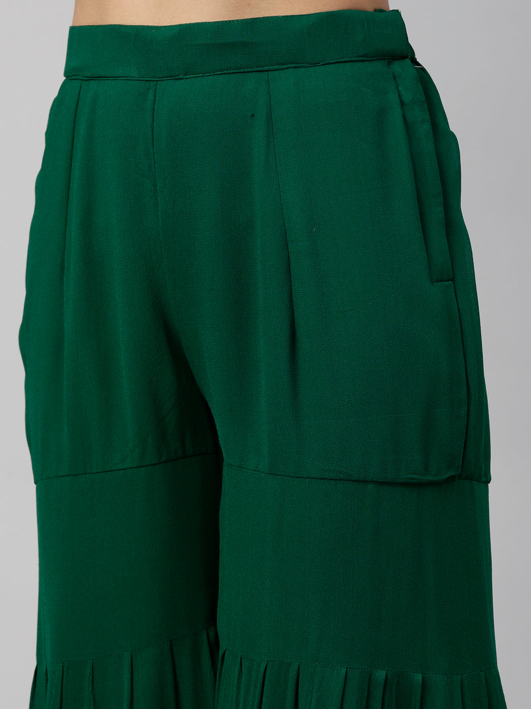 Neerus Green georgette printed palazzo set - detail view 4