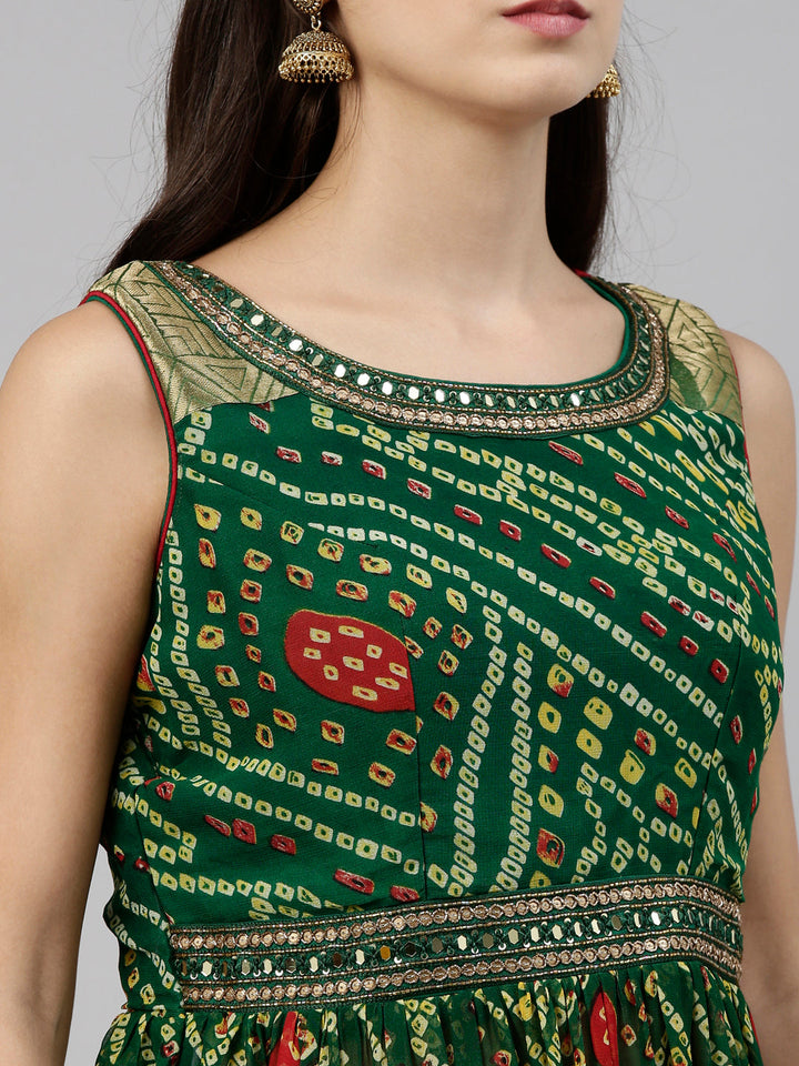 Neerus Green georgette printed palazzo set - detail view 6