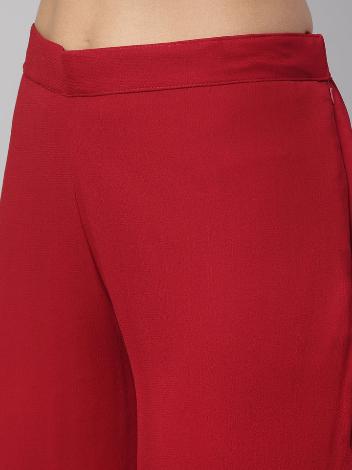 Neerus Red Georgette Straight Kurta Set - detail view 6