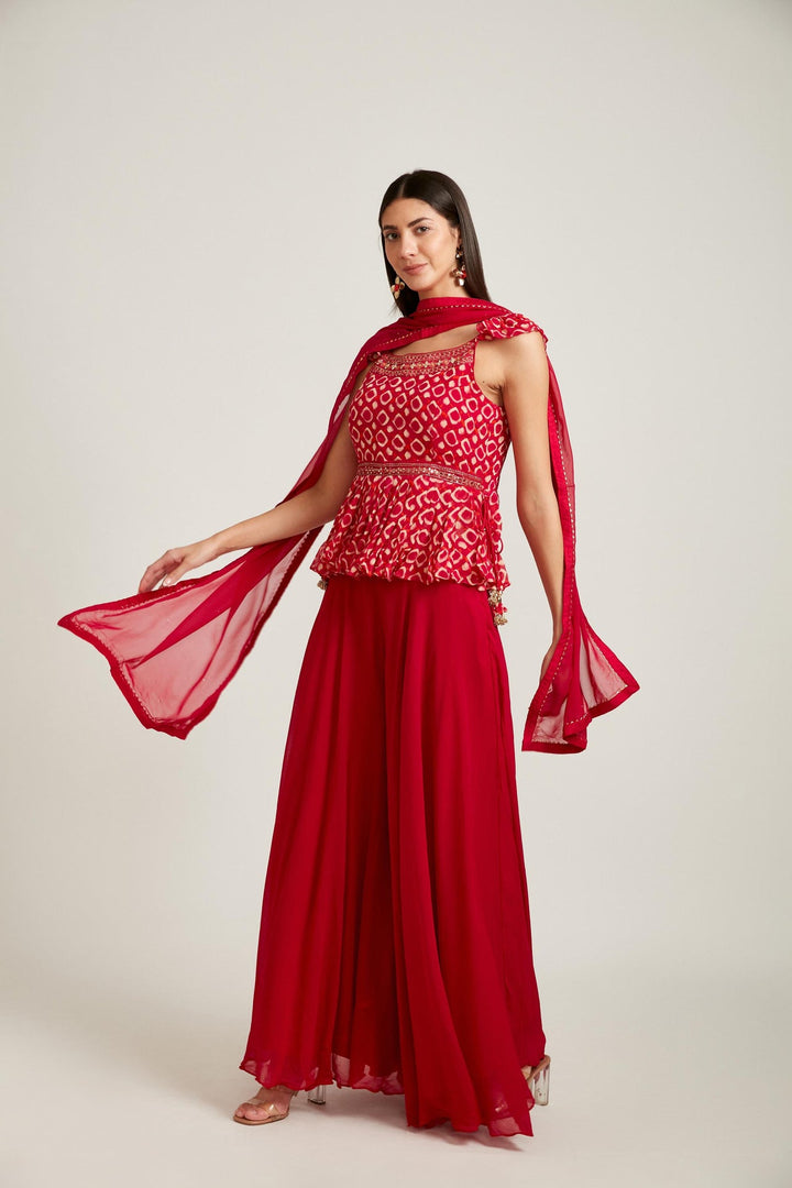 Neerus Pink Georgette Embroidered Kurta Set - front view