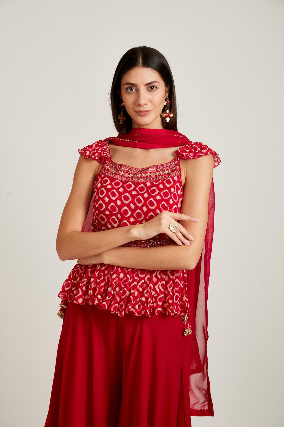 Neerus Pink Georgette Embroidered Kurta Set - detail view 1