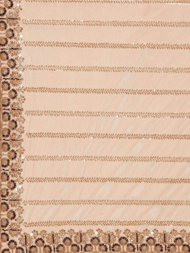 Neerus Gold net embroidered saree - detail view 3