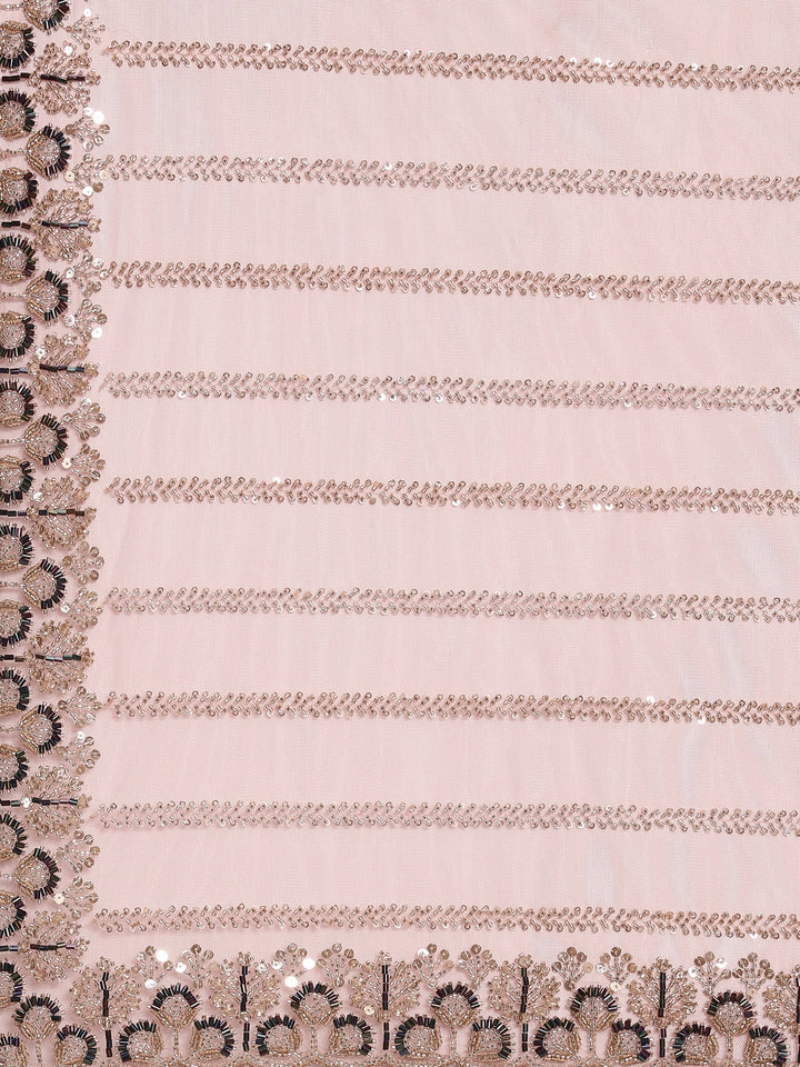 Neerus Pink net embroidered saree - detail view 3