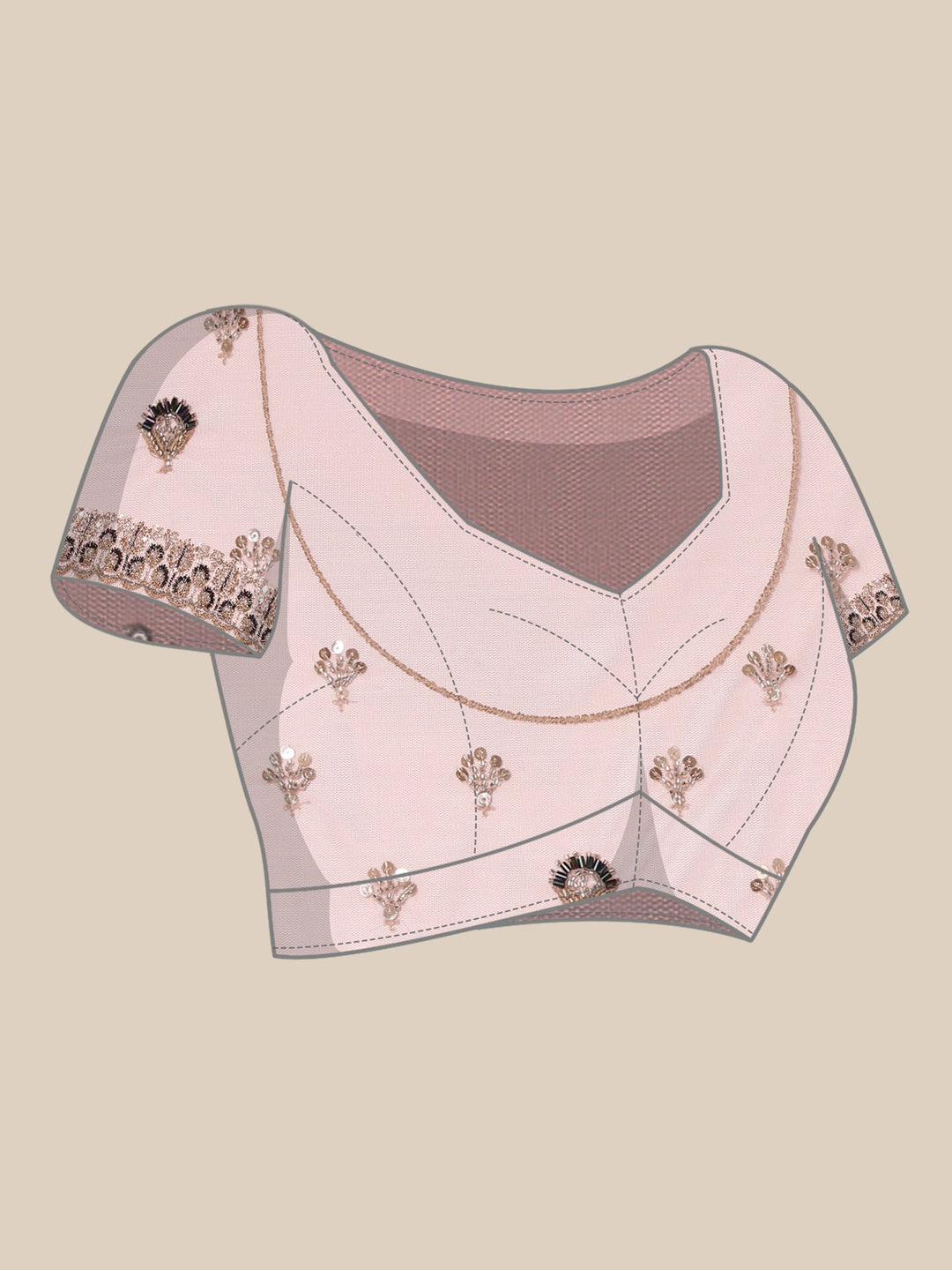 Neerus Pink net embroidered saree - detail view 4