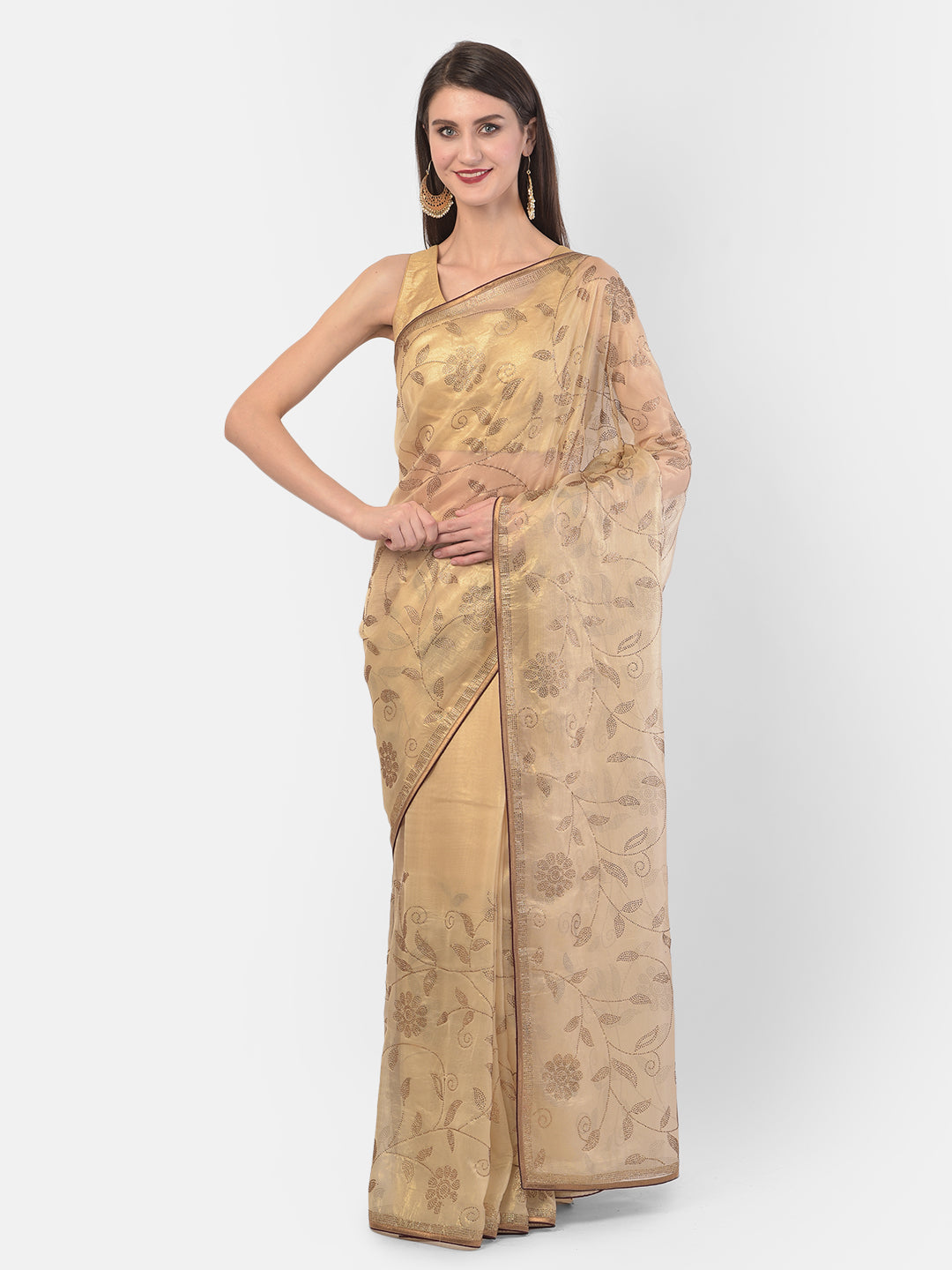 Neerus Gold tissue woven saree - front view