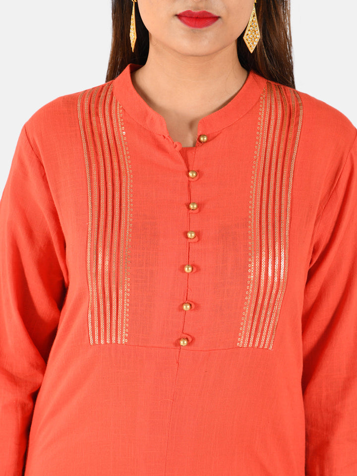 Neerus Pink solid straight kurta for women - back view