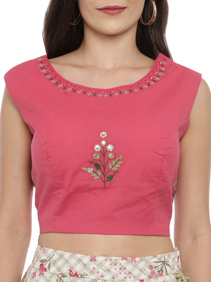 Neerus Beige mirror work embroidered lehenga set - detail view 2