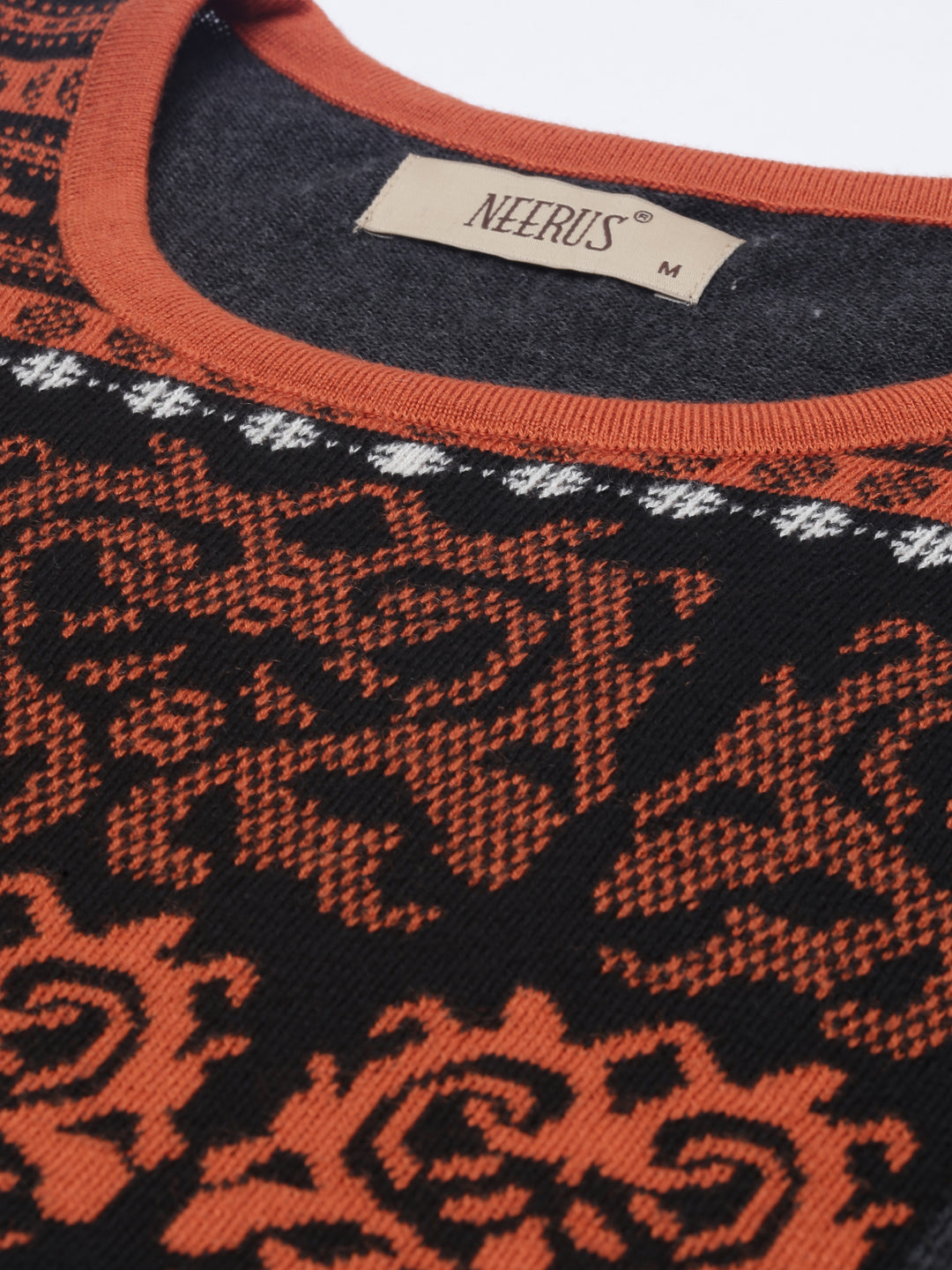 Neerus Black acrylic printed kurta ethnic motifs - detail view 1